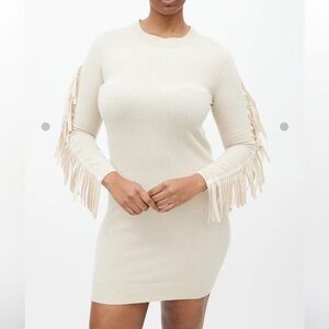 MM6 Tan sweater dress with fringe